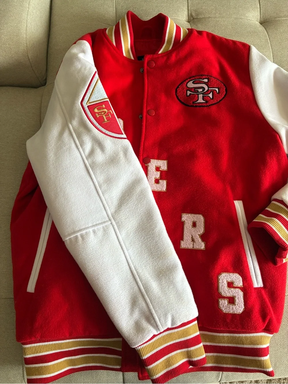 NFL Red & White Kids San Francisco 49er Letterman Jacket